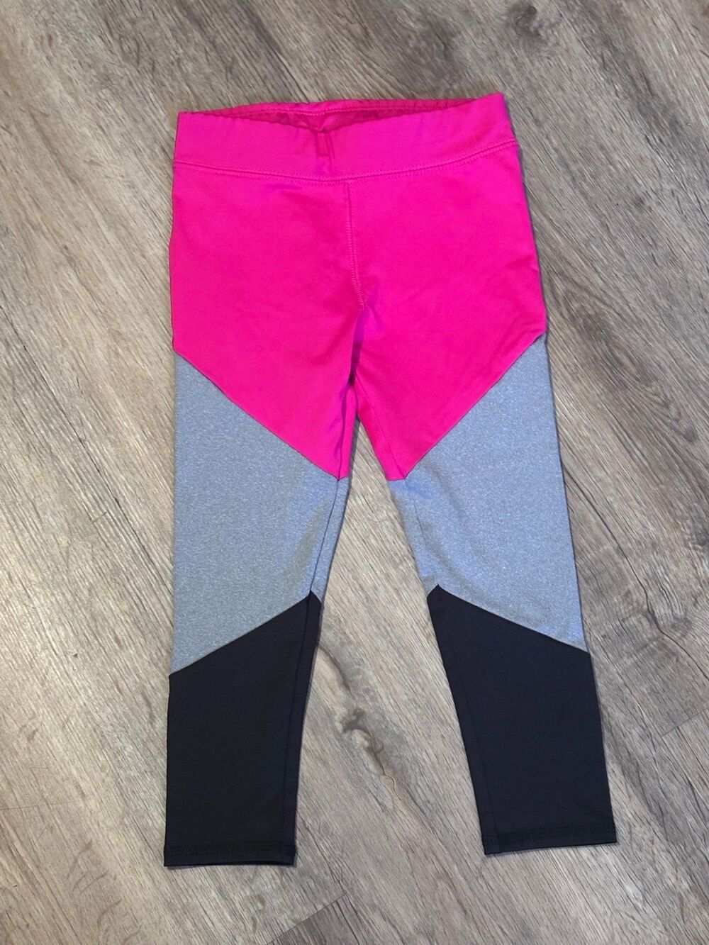 Okie Dokie Toddler Girls Colorblock Leggings 4T Pink Gray Black EUC - Picture 4 of 5